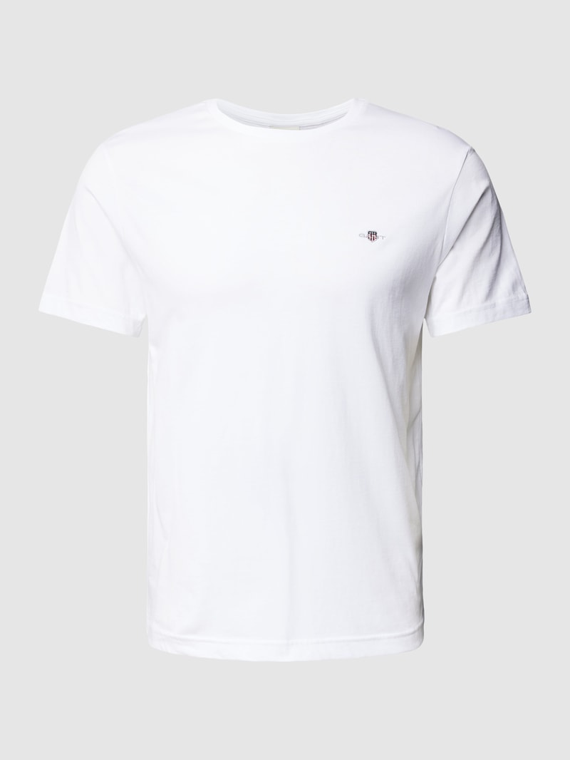 Regular Fit T-Shirt mit Label-Stitching Modell 'SHIELD' in offwhite