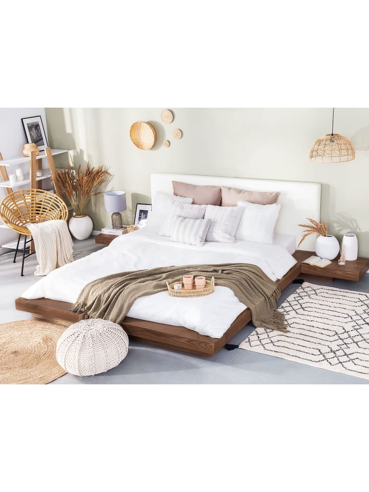 Beliani Doppelbett ZEN in Heller Holzfarbton/Weiß - (W) 328 x (H) 86 x (L) 229 cm günstig kaufen onesize