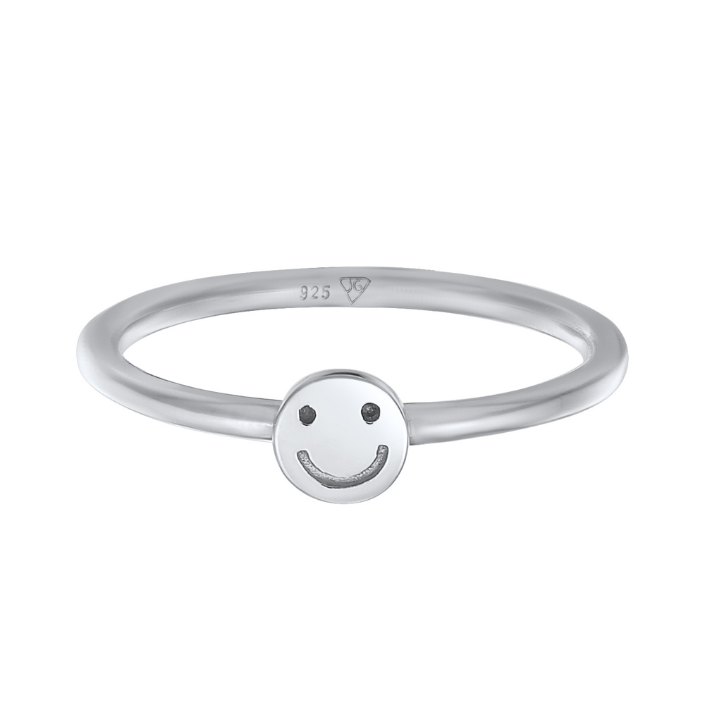 Elli Elli Bague Femmes Tendance Smile Emoji Pinky en argent Sterling 925 Bague