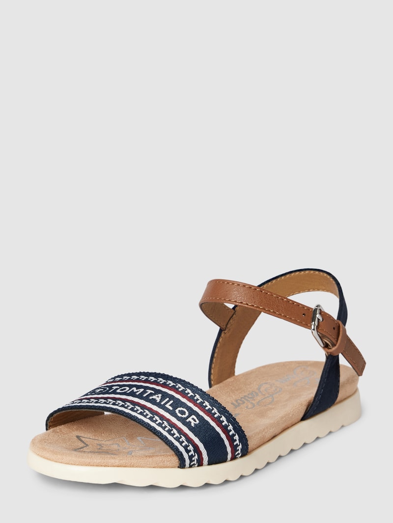 Sandalen mit Label-Detail in marineblau