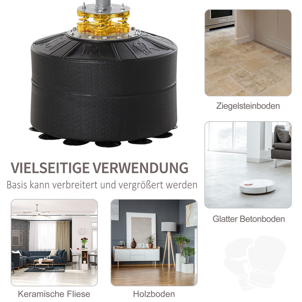 HOMCOM Boxsack Punching-Sack 170 cm Freistehende Erwachsene Boxen Training Anfänger & Profis Schwarz