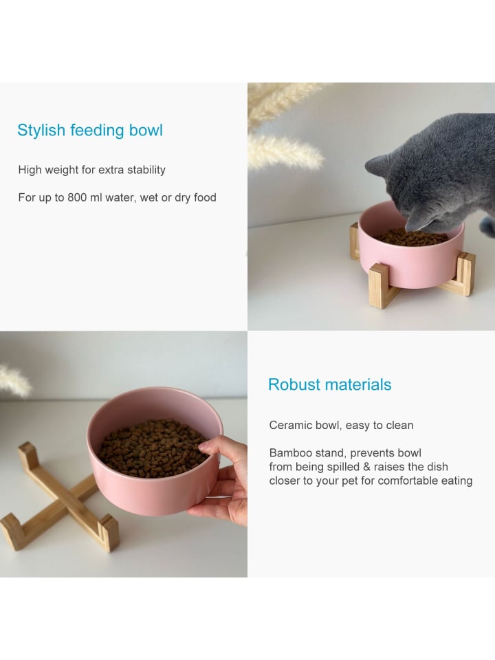 Intirilife Futternapf aus Keramik mit Gestell in Pink günstig kaufen onesize