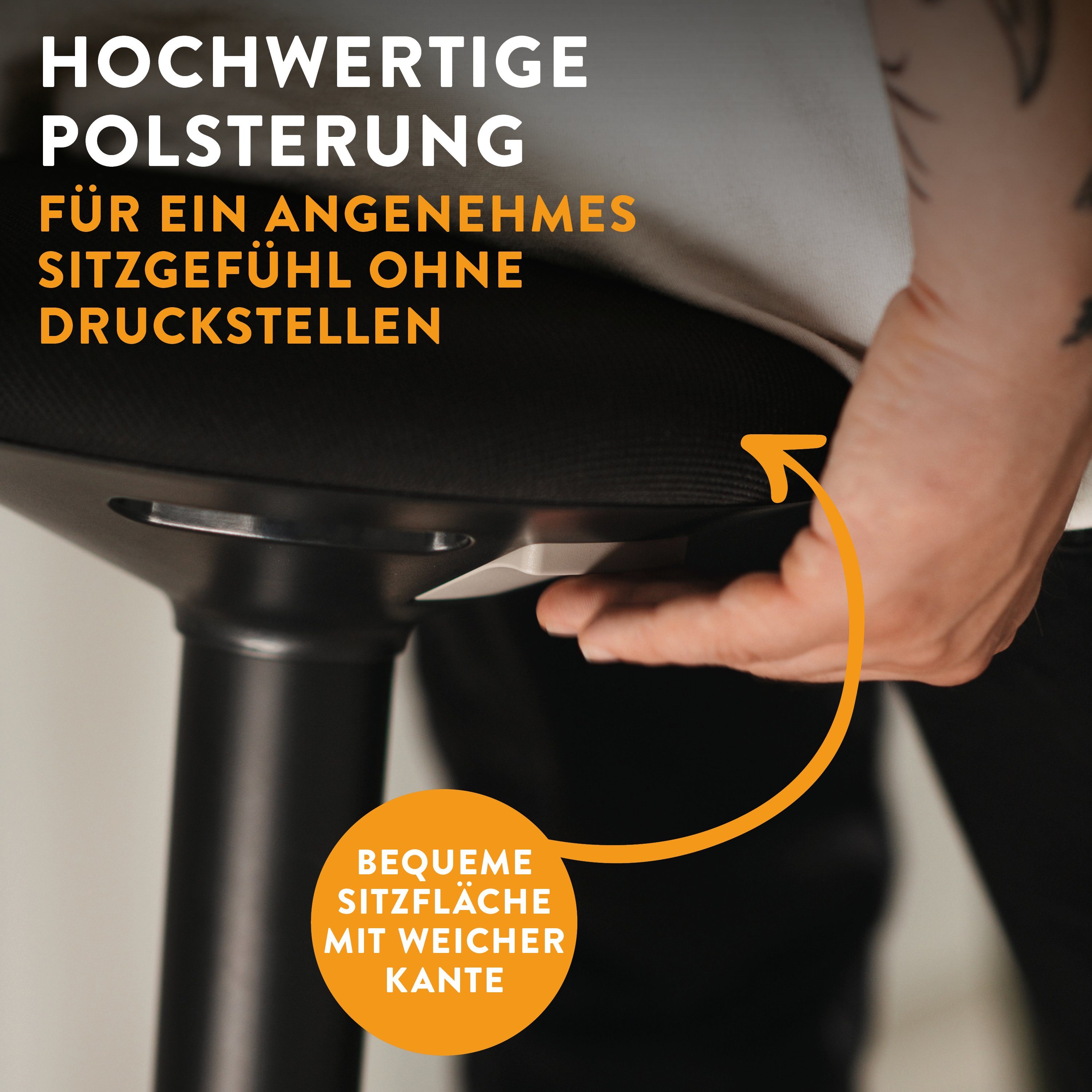 boho office® Stehhilfe, ergonomische Sitzhilfe in Schwarz, höhenverstellbar von 56-81 cm