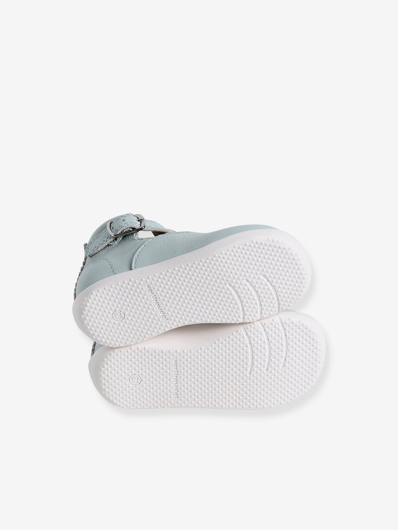 Vertbaudet Weiche Baby Lauflernschuhe mit Riemchen - himmelblau