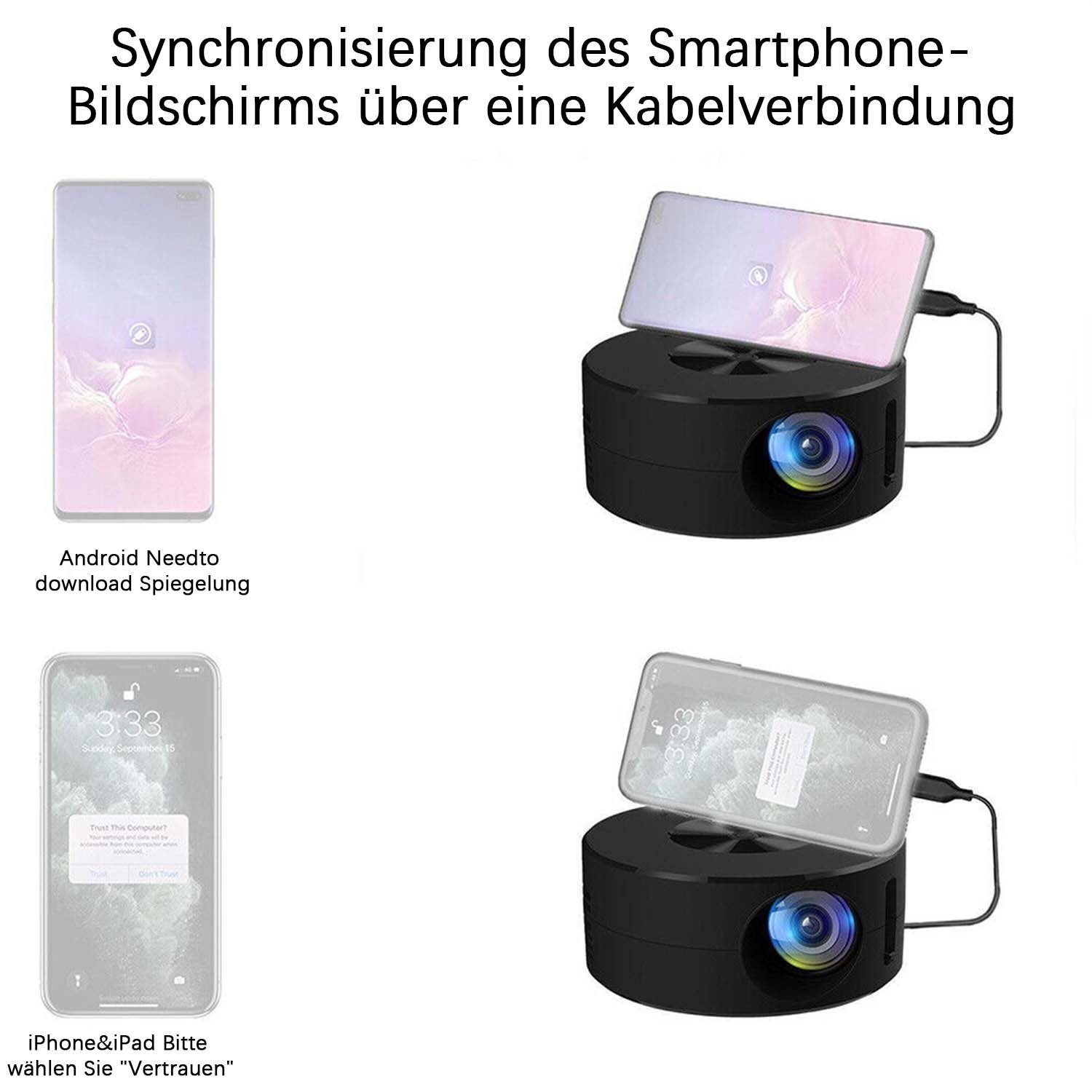 Yoyaxi Mini-Projektor LED HD 1080P Heimkino Tragbares Heimkino Portabler Projektor (Klein und tragbar, geringe Größe, leicht zu transportieren)