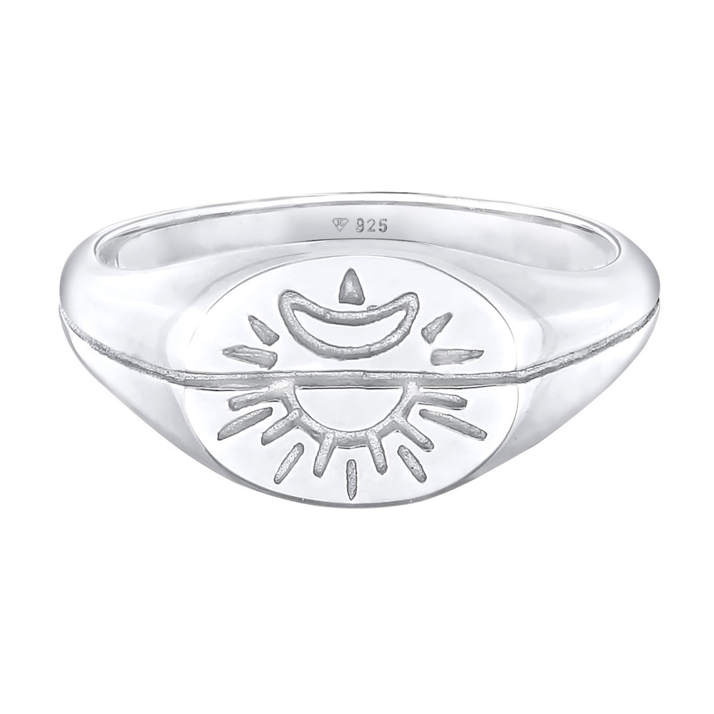 Elli Elli Bague Bague Signet Femme Soleil Lune Astro Boho Trend Blogger en argent ster Bague