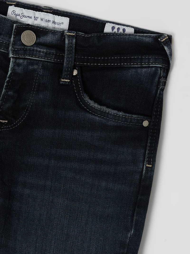 Skinny Fit Low Waist Jeans mit Stretch-Anteil Modell 'Finly' in dunkelblau