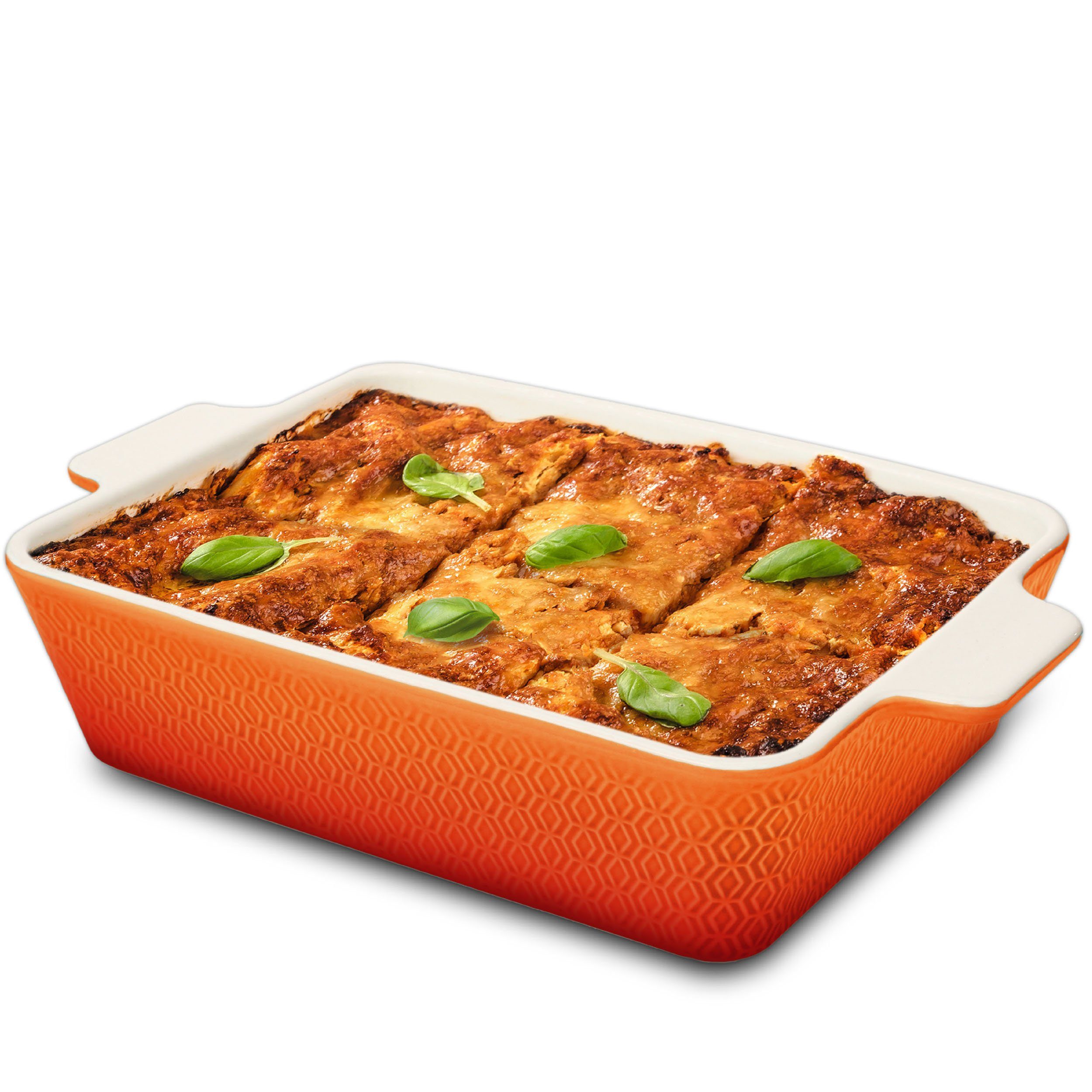 Praknu Auflaufform Groß Ofenfest Ofenform 28 cm - Hoher Rand Mit Antihaftbeschichtung, Porzellan - Keramik, (1-St), Für 4 Personen Lasagne, Tiramisu & Auflauf - Hoher Rand - Rechteckig