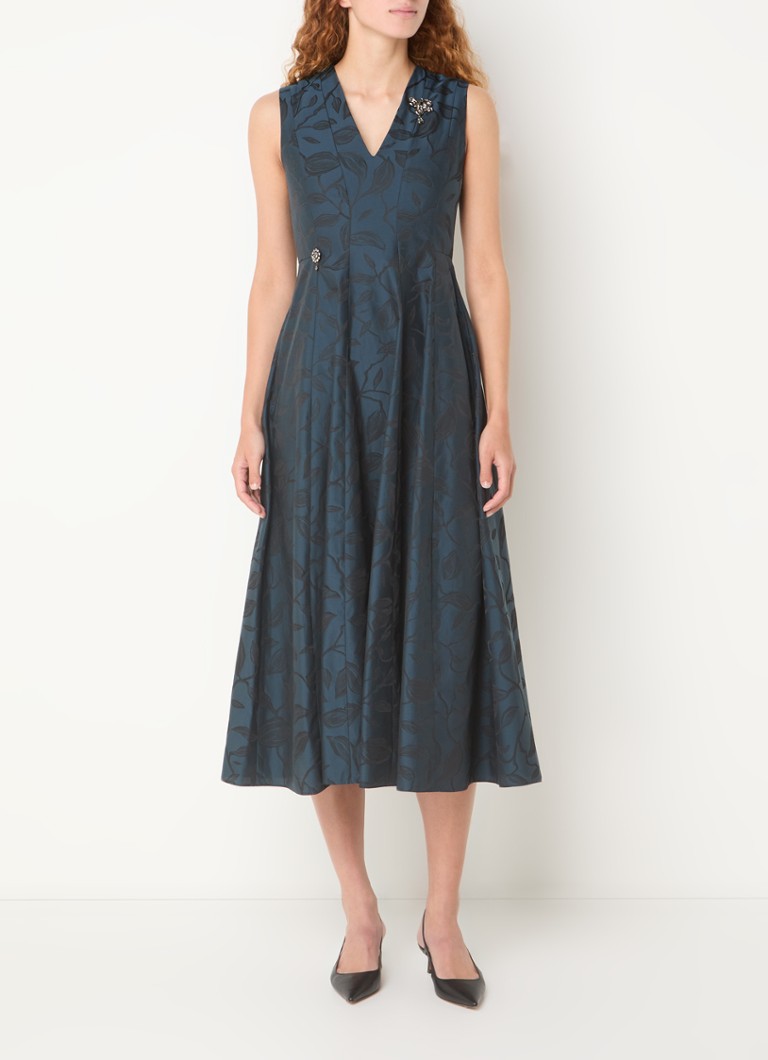 Abito midi Diego di MaxMara con stampa floreale e spilla