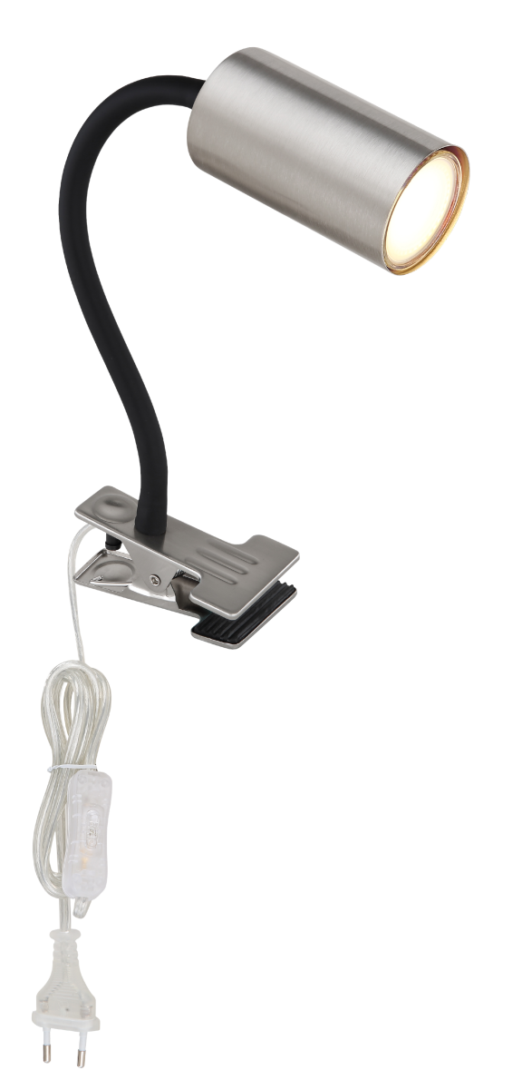 Globo 1-flg LED Klemmleuchte Robby Nickel