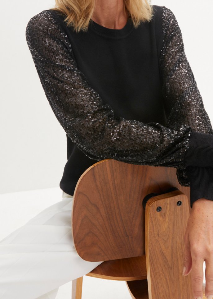 Pullover mit Pailettenärmeln