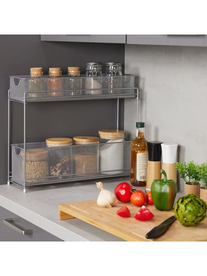 relaxdays Küchenschrank Organizer in Silber - (B)15 x (H)40 x (T)46 cm günstig kaufen onesize