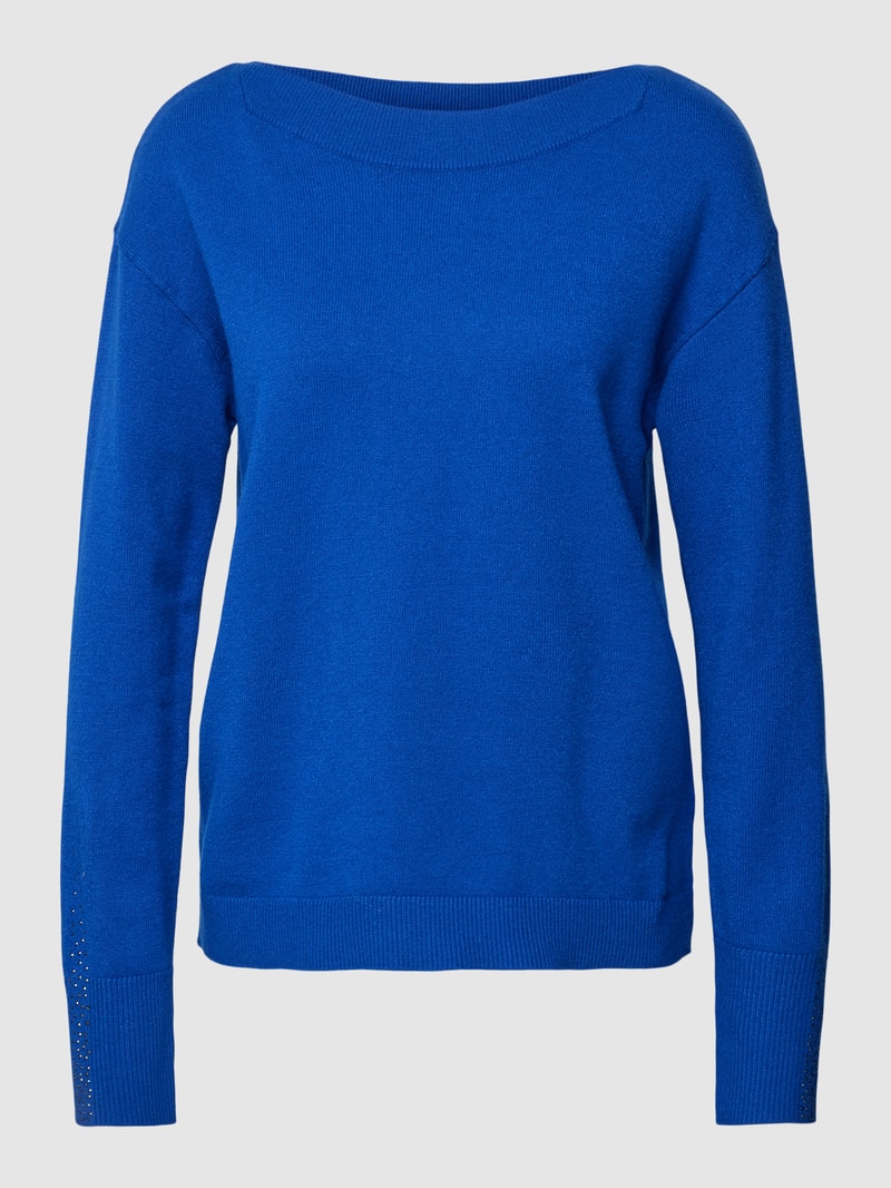 Strickpullover aus Viskose-Mix mit Strasssteinen in royalblau