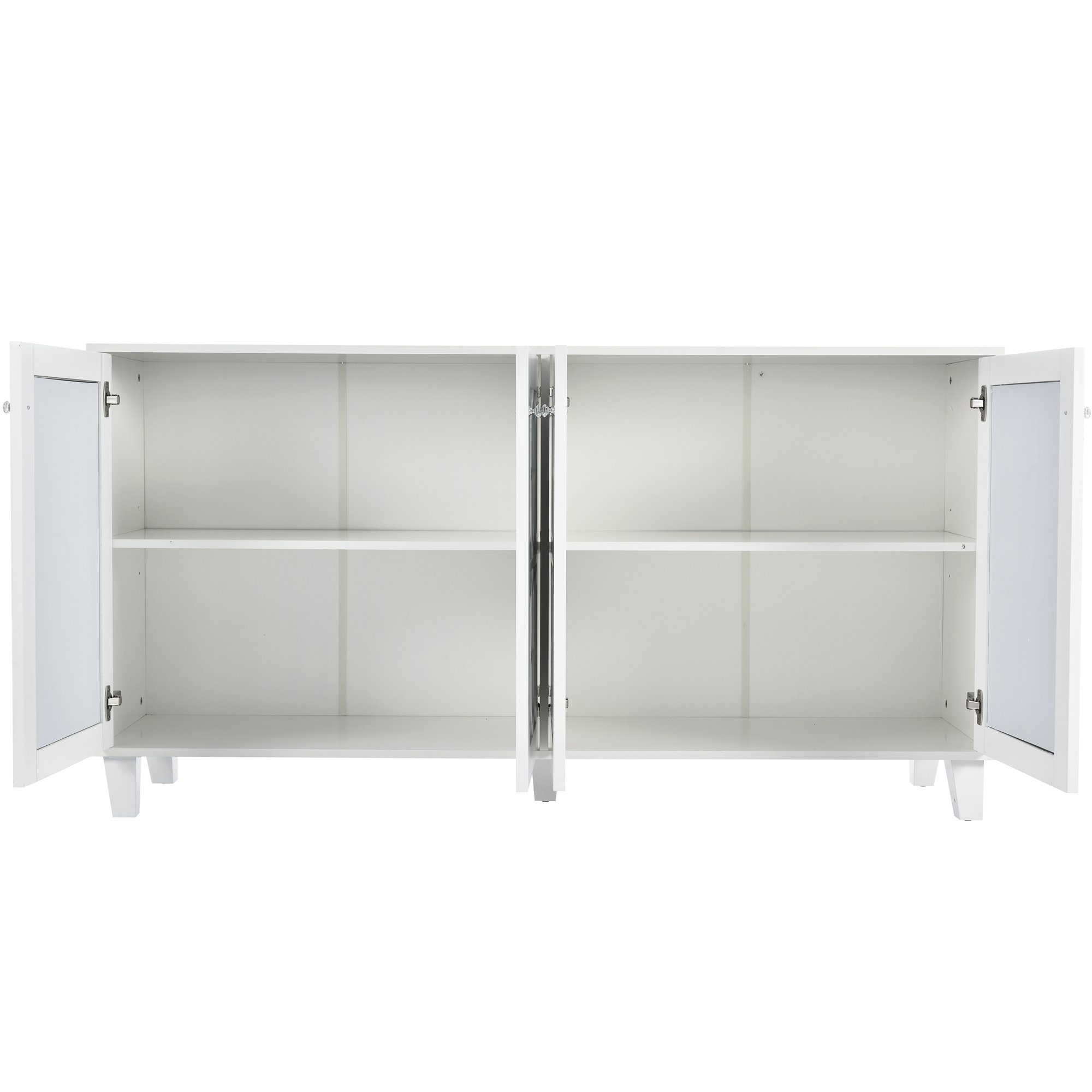 Flieks Sideboard (1 St), Schrank mit 4 Spiegeltür Anrichte Kommode Wohnzimmer Schlafzimmer