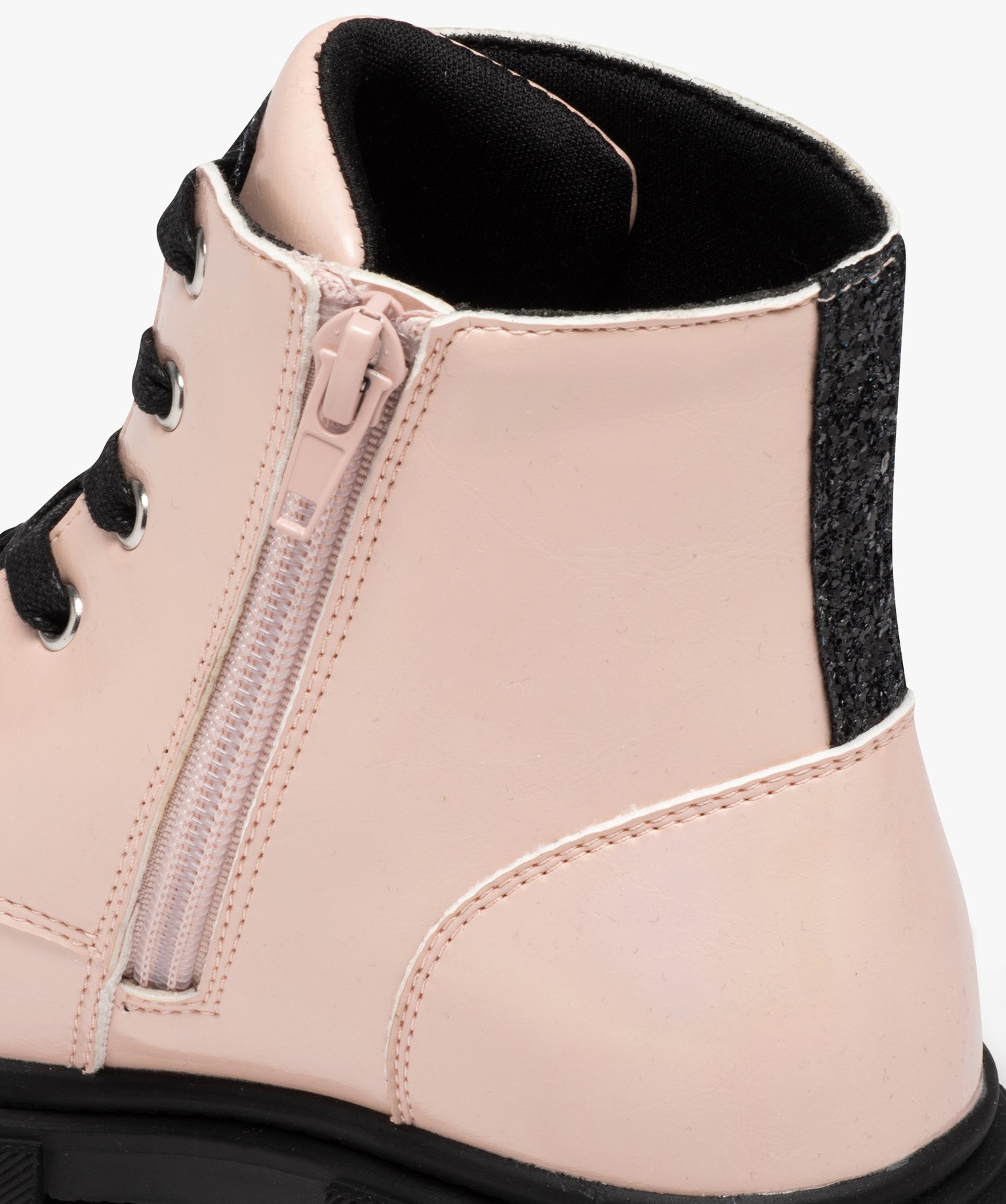 Boots fille mid-cut vernies à semelle crantée rose | GEMO