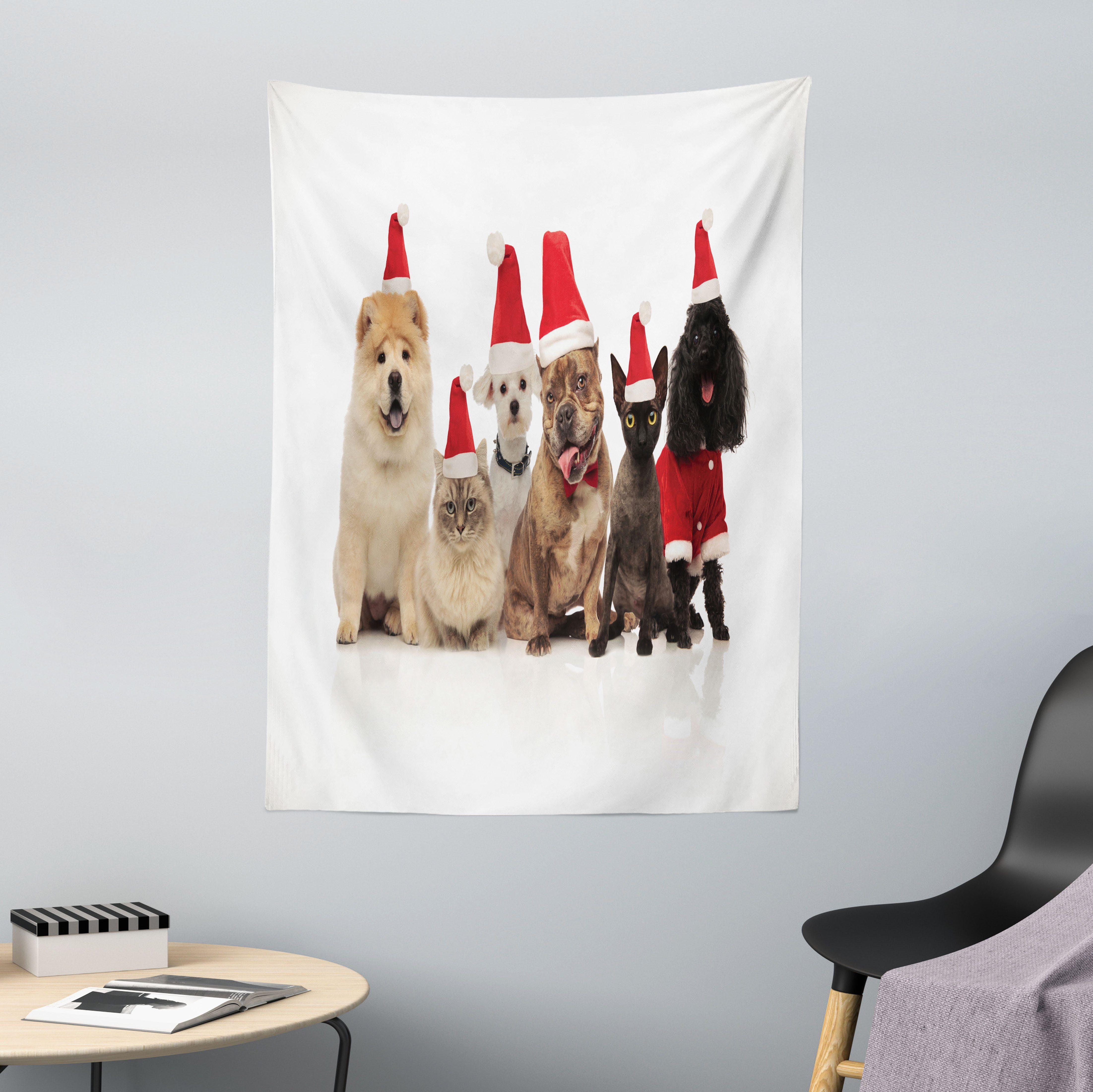 Wandteppich aus Weiches Mikrofaser Stoff Für das Wohn und Schlafzimmer, Abakuhaus, rechteckig, Hund und Katze Team von Haustieren Hecheln