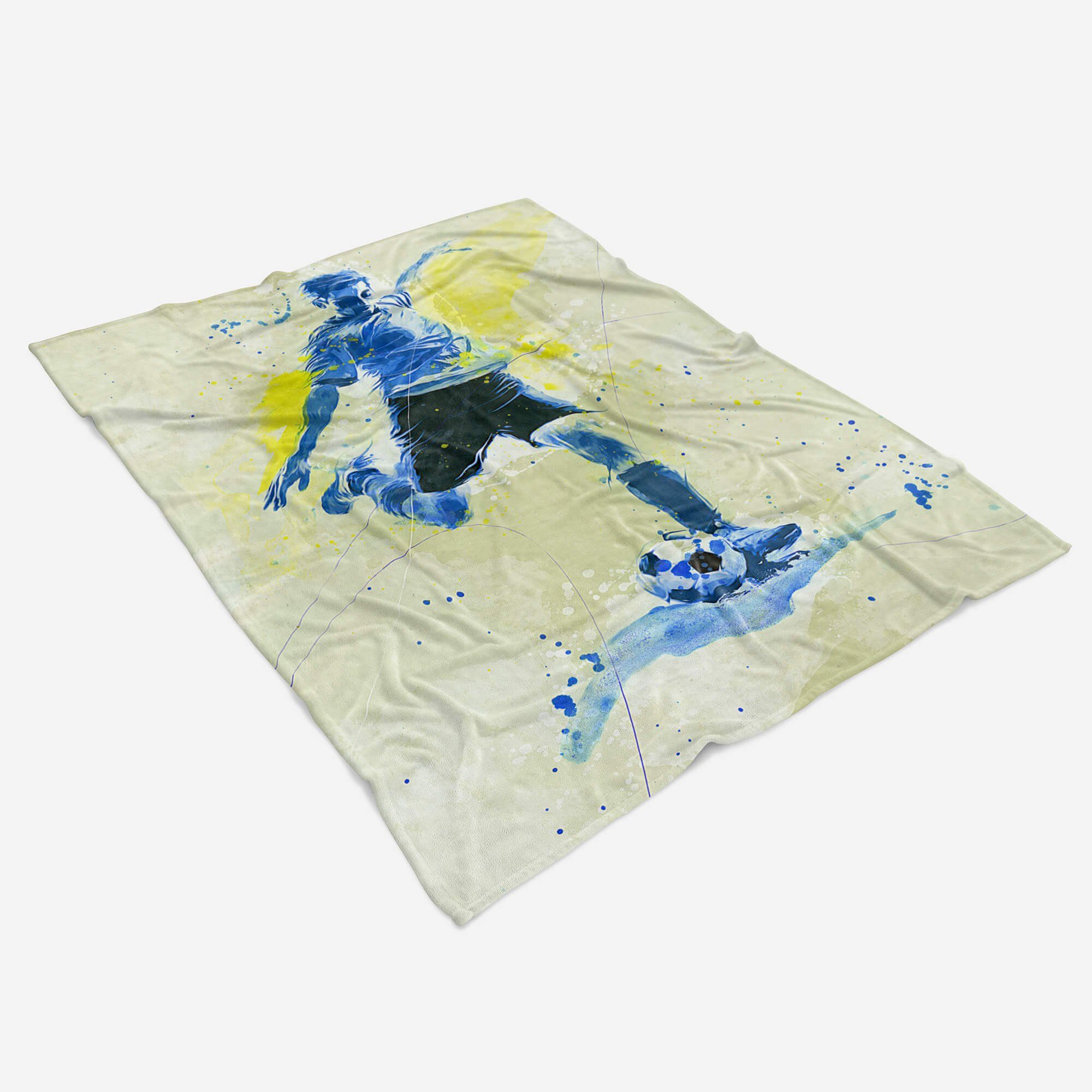 Sinus Art Handtücher SplashArt Sport Handtuch Strandhandtuch Saunatuch Kuscheldecke Kunstvoll Fußball Sporthan, Baumwolle-Polyester-Mix (1-St), Handtuch