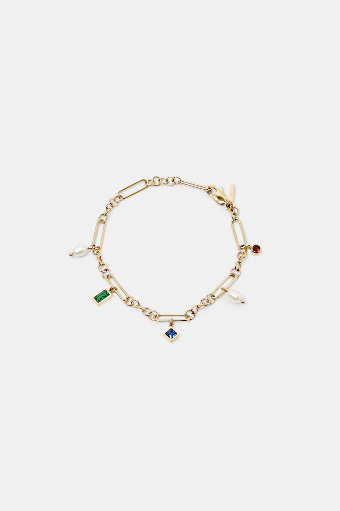 Gliederarmband mit Anhängern, Edelstahl