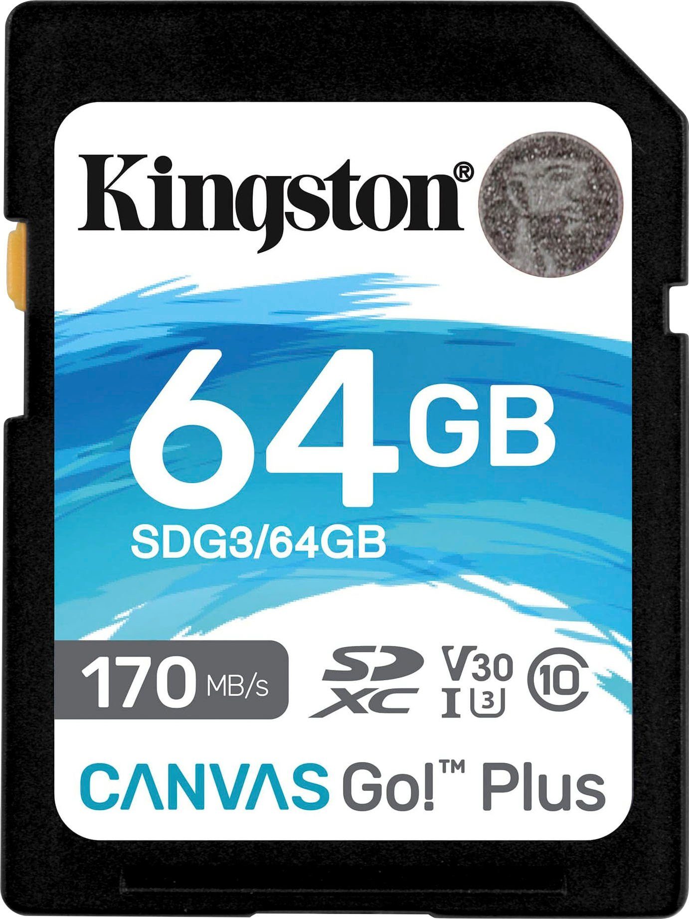 Kingston Canvas Go Plus SD 64GB Speicherkarte (64 GB, Video Speed Class 30 (V30)/UHS Speed Class 3 (U3), 170 MB/s Lesegeschwindigkeit)