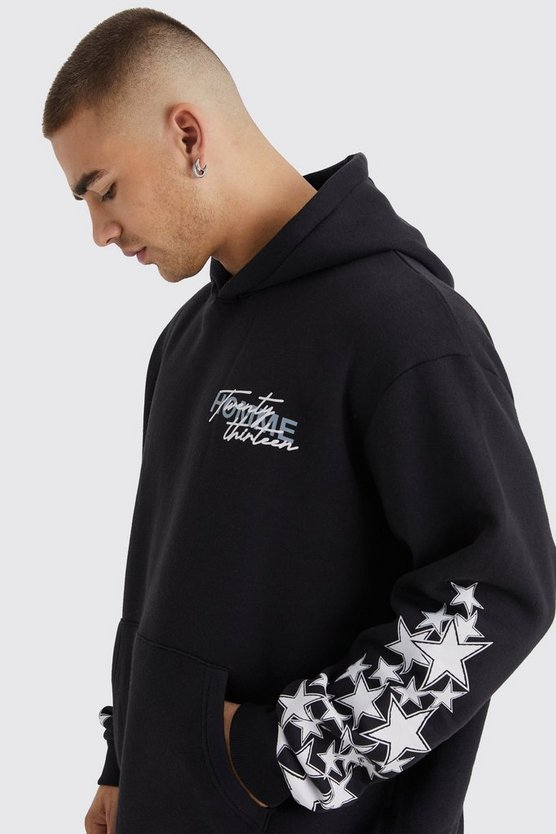 Oversize Hoodie mit Sternen Graffiti-Print