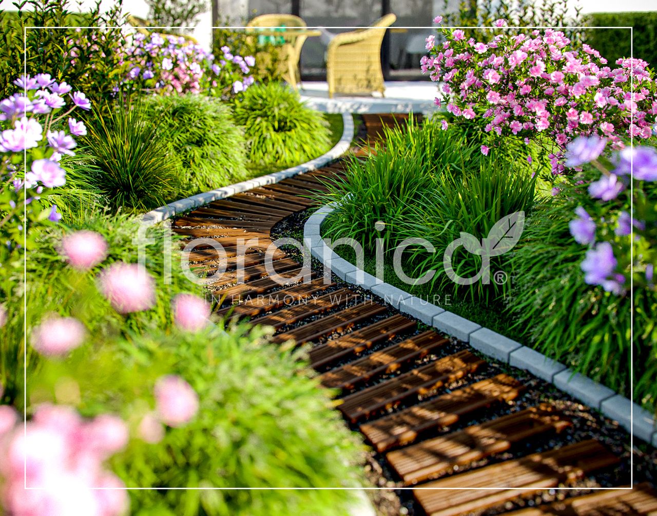 Pemicont Floranica Gartenweg Rollweg Garten Holz Holzweg Lärchenholz Gartenrollwege Trittstein für garten gehwegplatten gartenplatten balkon