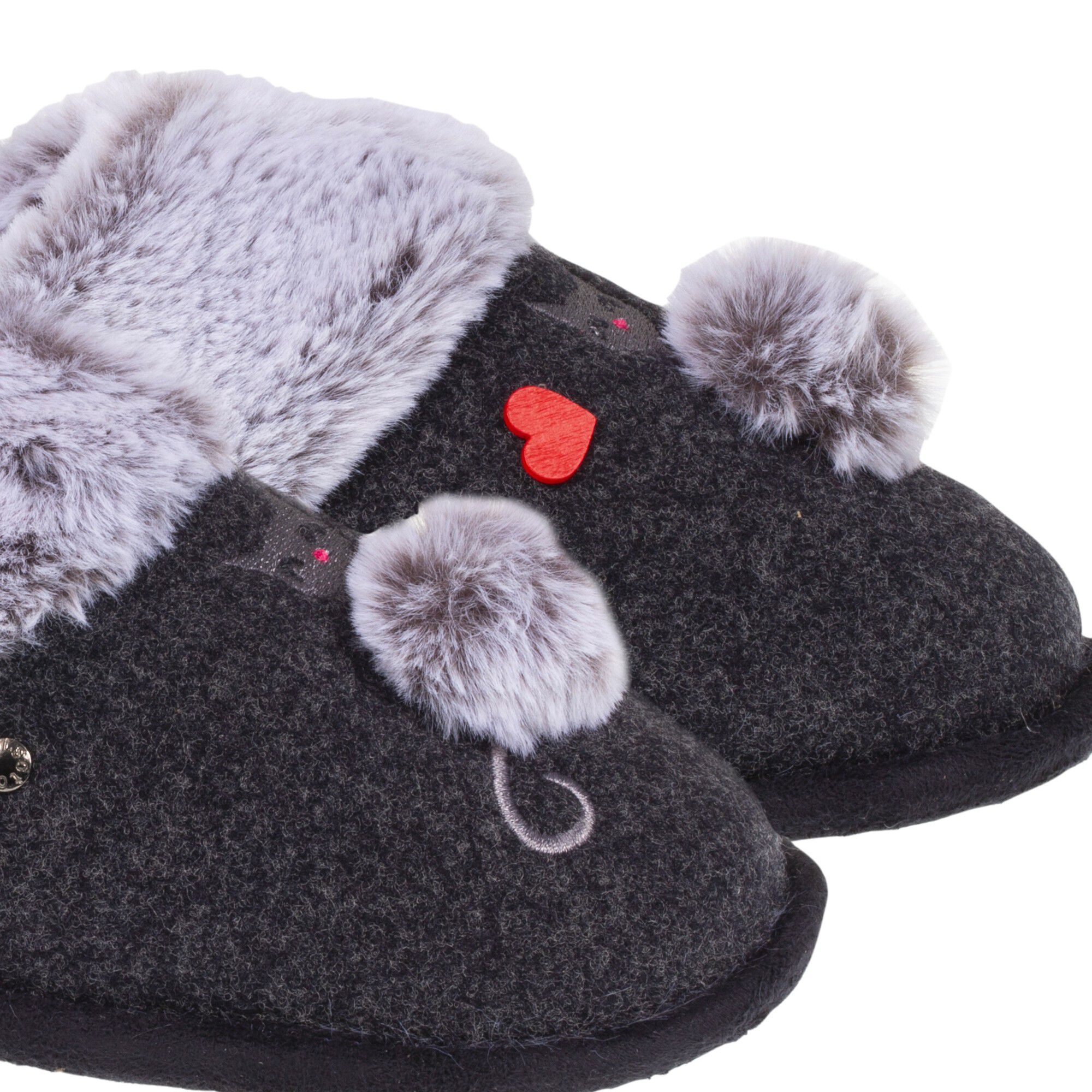 Chaussons mules plates chat fantaisie
