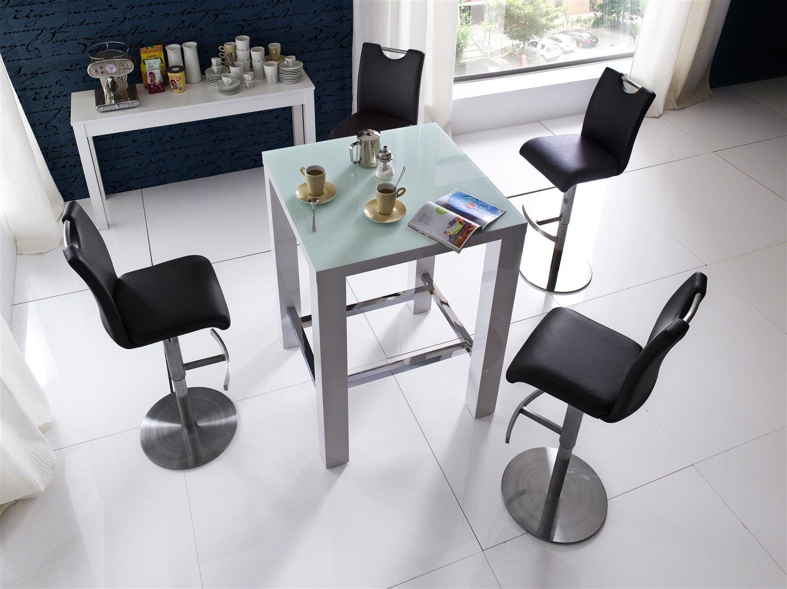 möbelando Bartisch JAM, Bartisch Jam in MDF weiß Hochglanz lackiert, Stellmaß BxHxT 80x108x80 cm