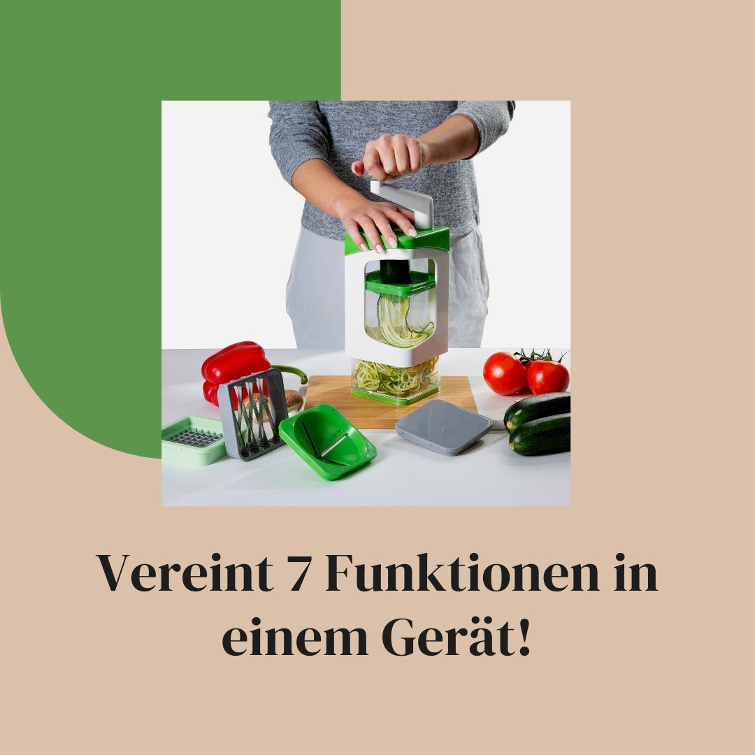 Genius Gemüseschneider Nicer Dicer Julietti 17 Teile, Zoodle Maker + Würfelschneider in einem Set für Spiralen und Würfel
