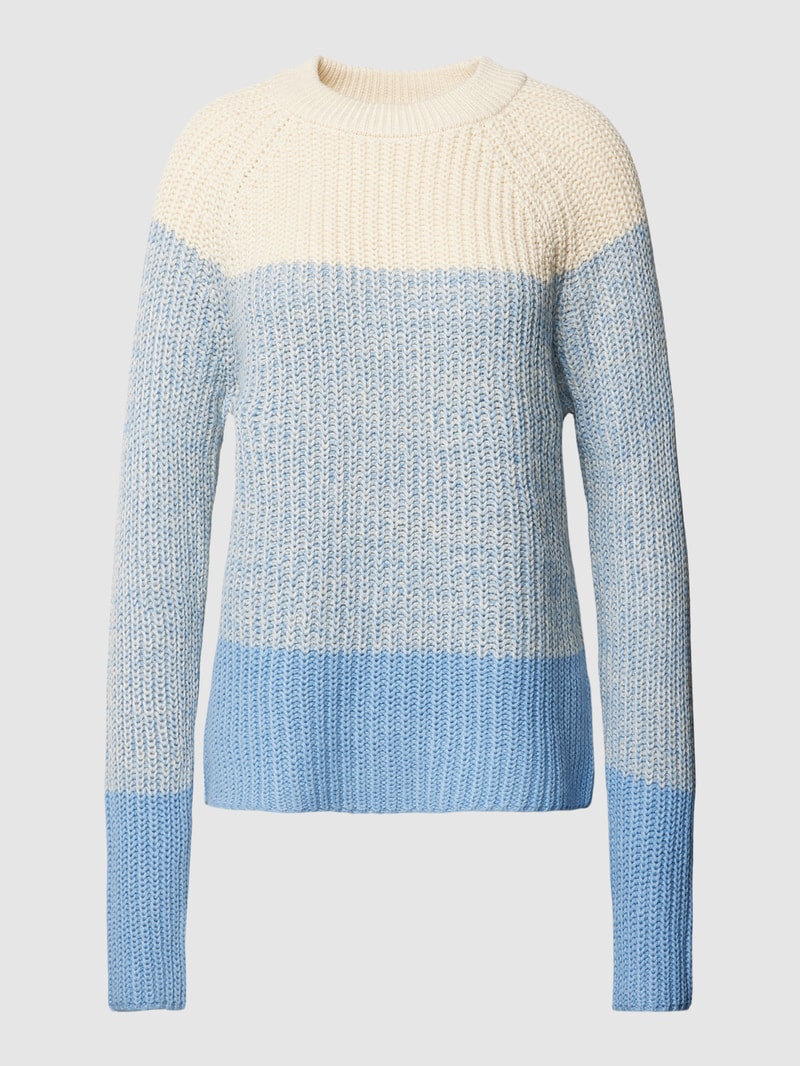 Strickpullover mit Blockstreifen Modell 'Remone' in hellblau