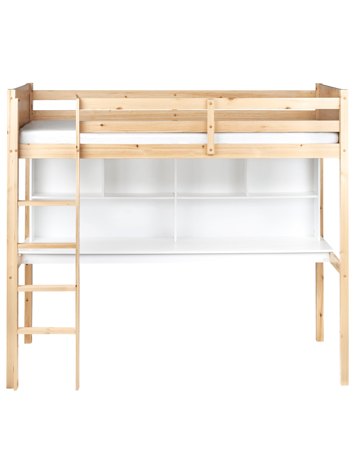 Beliani Hochbett FOUCAMONT in Heller Holzfarbton/Weiß - (W) 104 x (H) 180 x (L) 209 cm günstig kaufen onesize