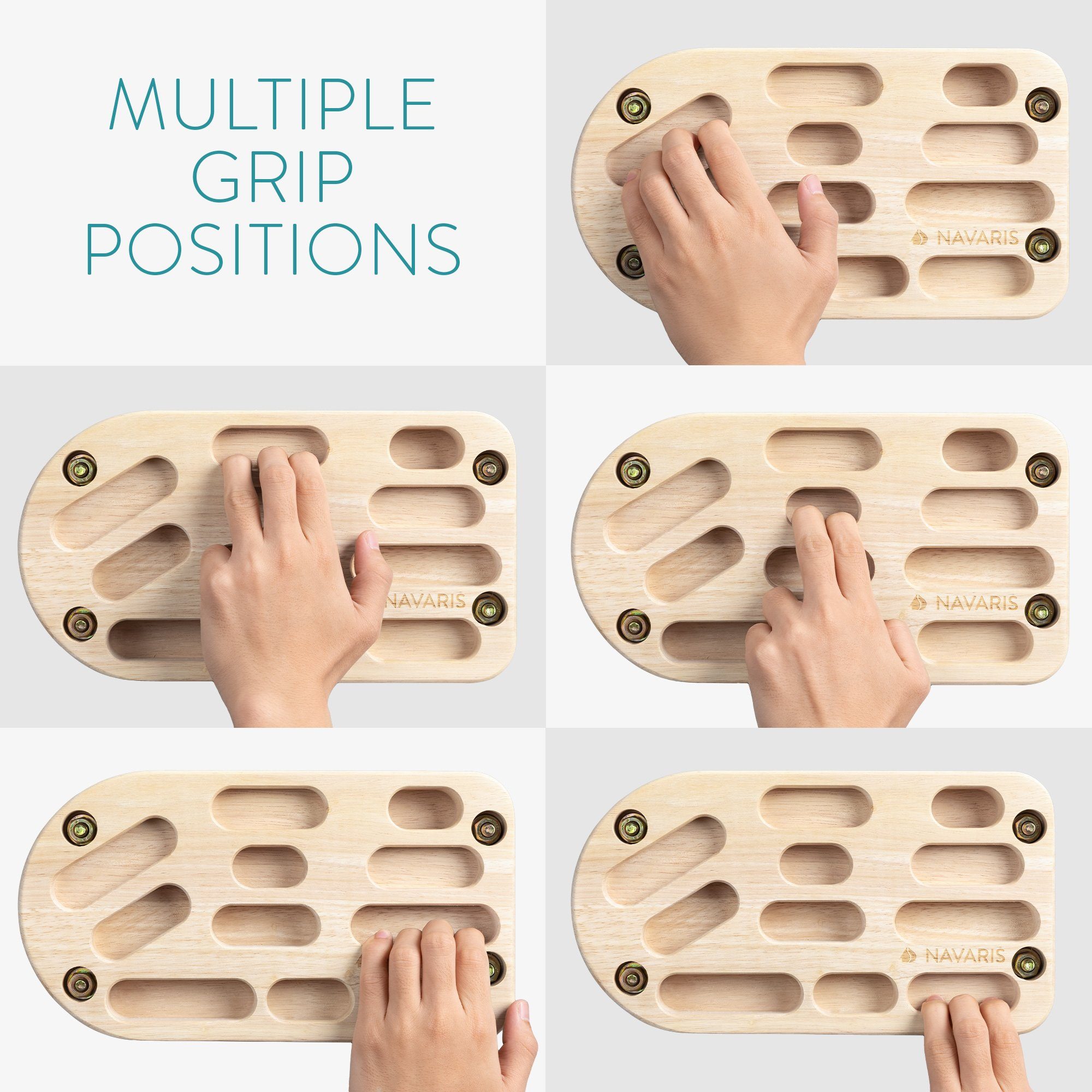 Navaris Klettergriff 2x Hangboard Klettergriffe aus Holz - Boulder Board Griffe Hängebrett