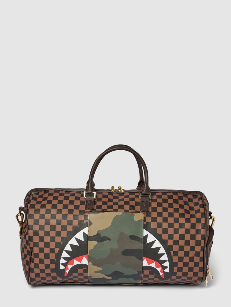 Duffle Bag mit Allover-Muster Modell 'SIP WITH CAMO ACCENT' in mittelbraun