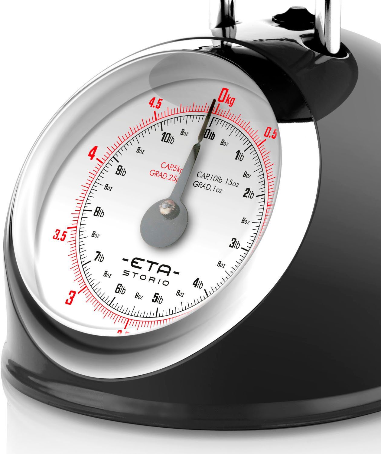 eta Küchenwaage STORIO schwarz ETA577790020 Retro, analog, Ganzmetall-Design mit einer Edelstahlschale