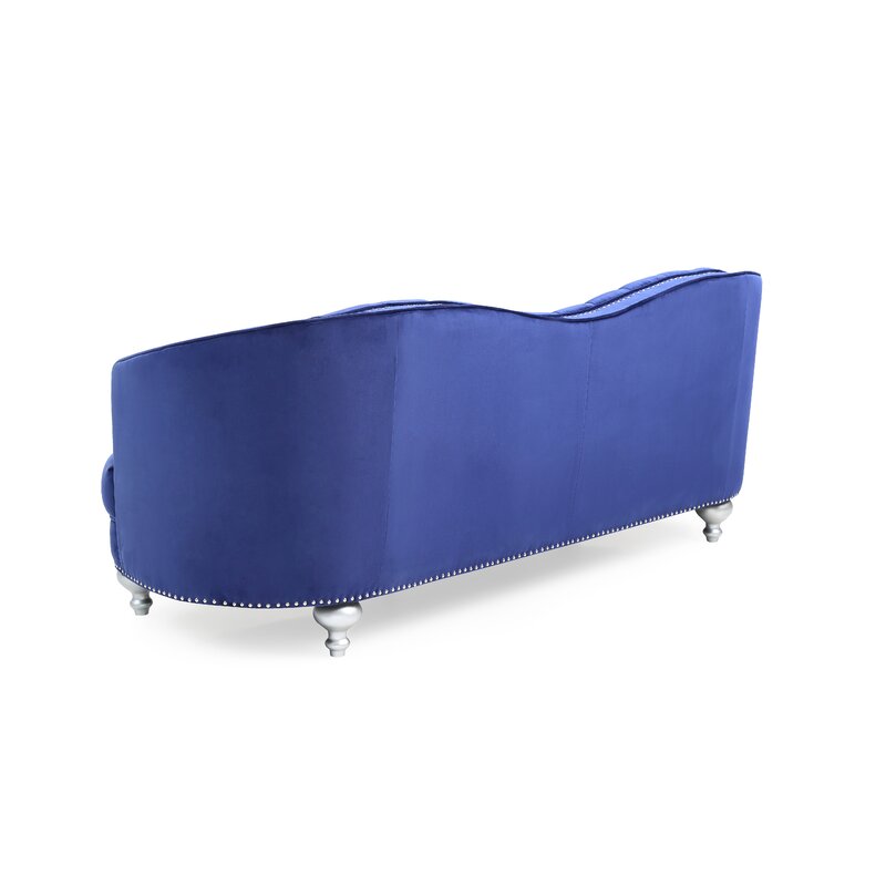 Karli 90” Velvet Recessed Arm Curved Sofa