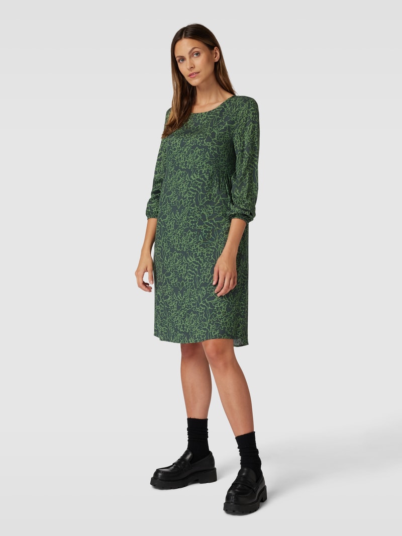 Knielanges Kleid mit Allover-Muster in grasgrün