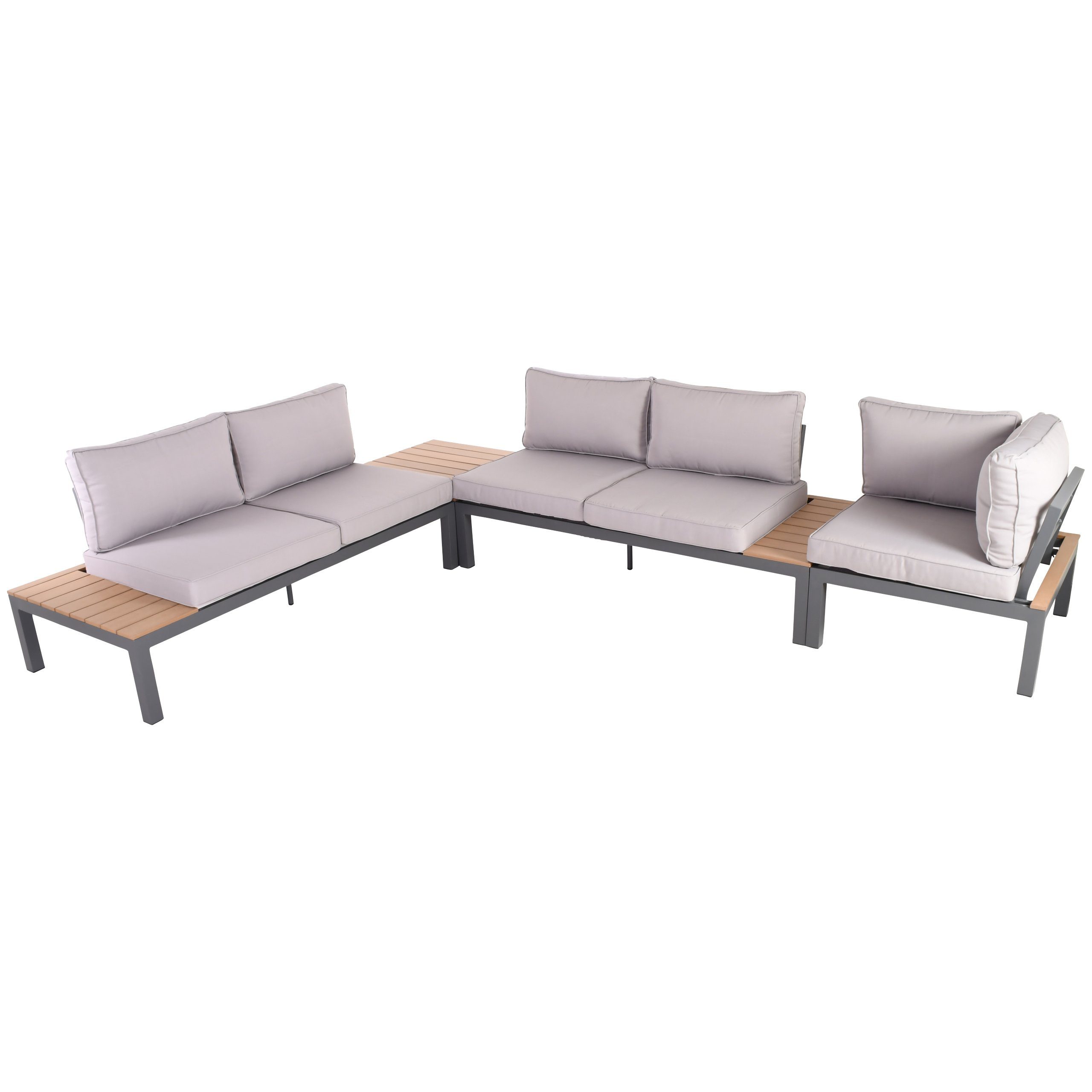 Raburg Loungeset XXL Gartenlounge SUNDAY, verschiedene Ausführungen, (Set, Essgruppe 4-tlg., 3 Sofaelemente & 1 Tisch), variabel & flexibel, bis 5 Personen