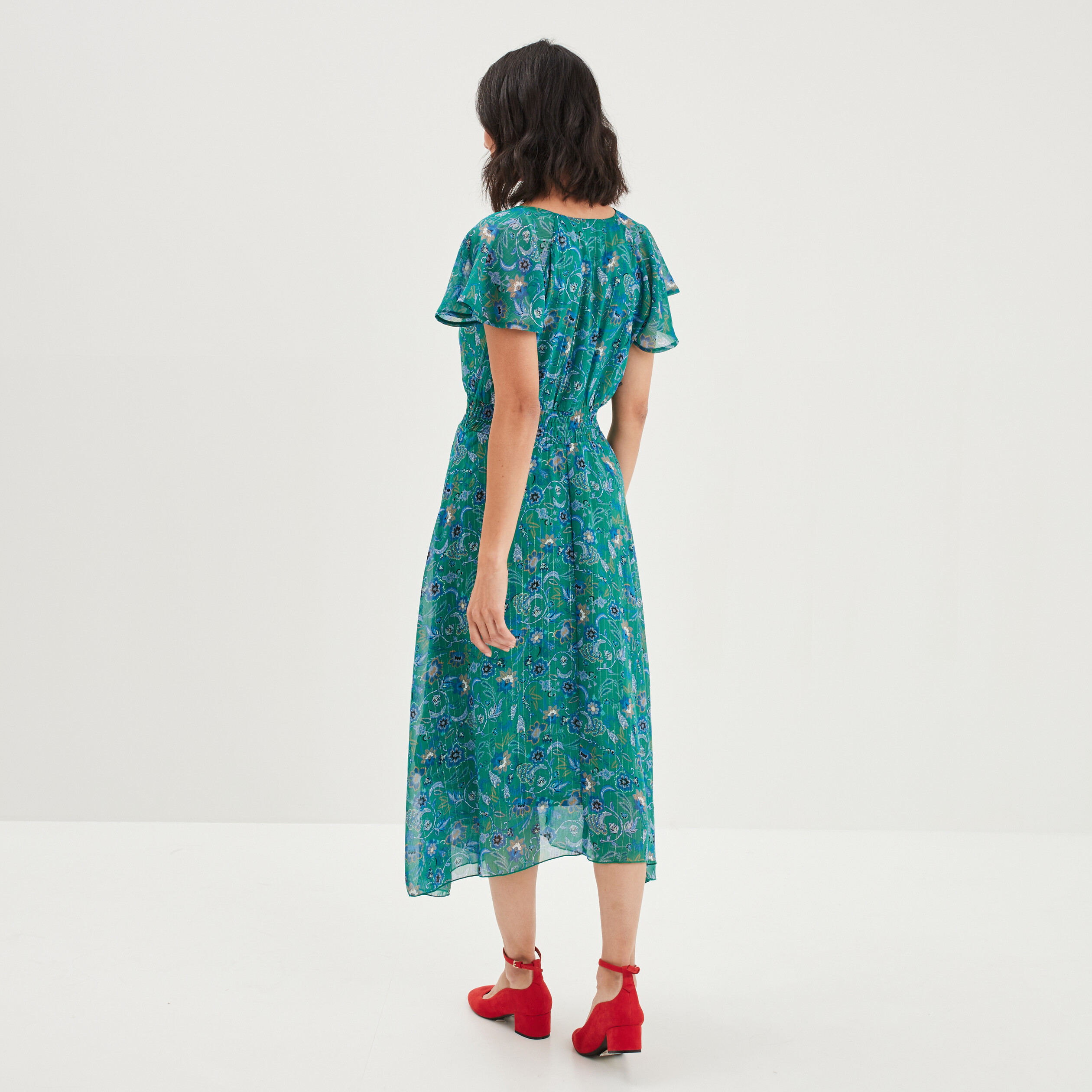 Robe midi droite vert femme | La Halle