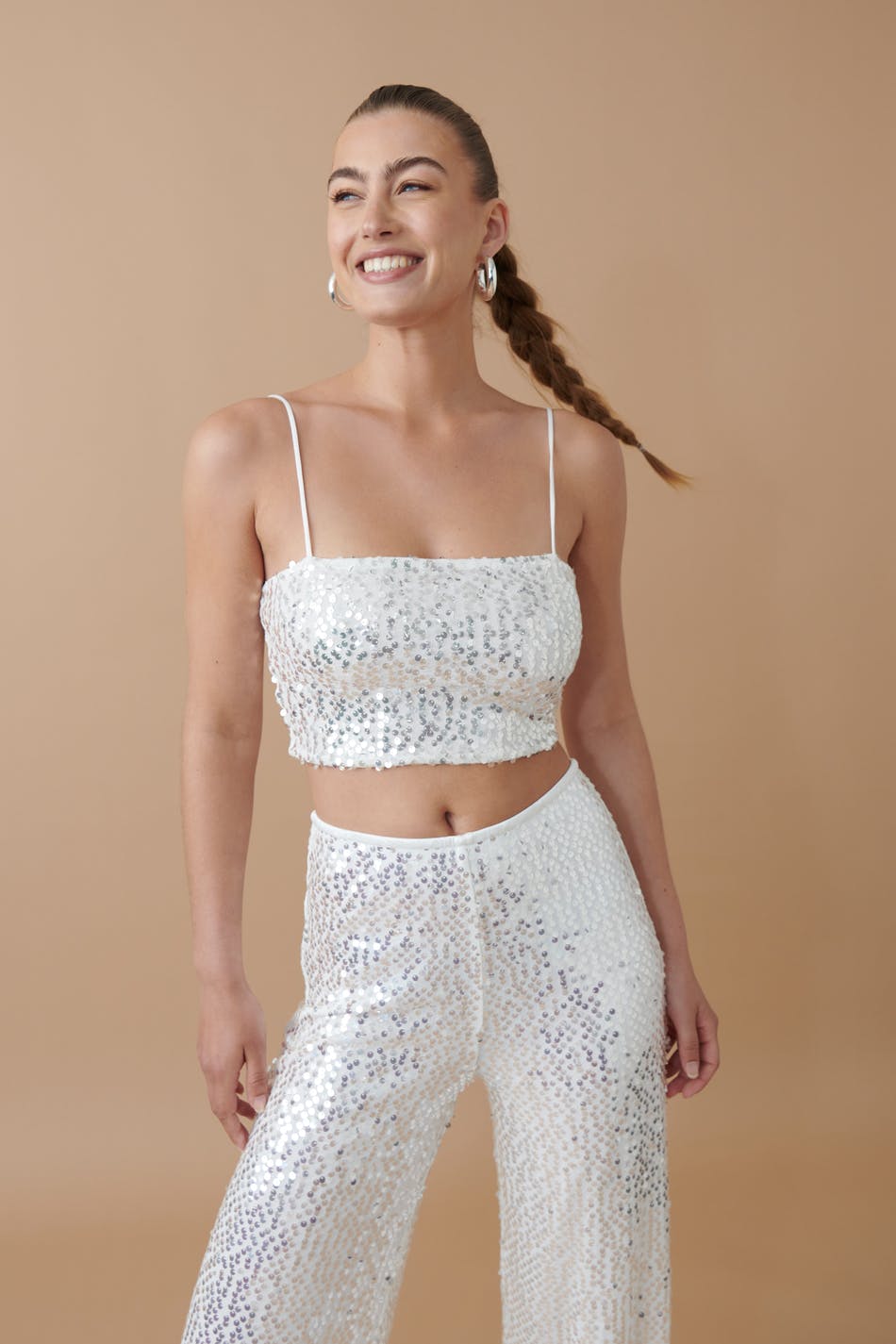Shimmer cropped sequin top