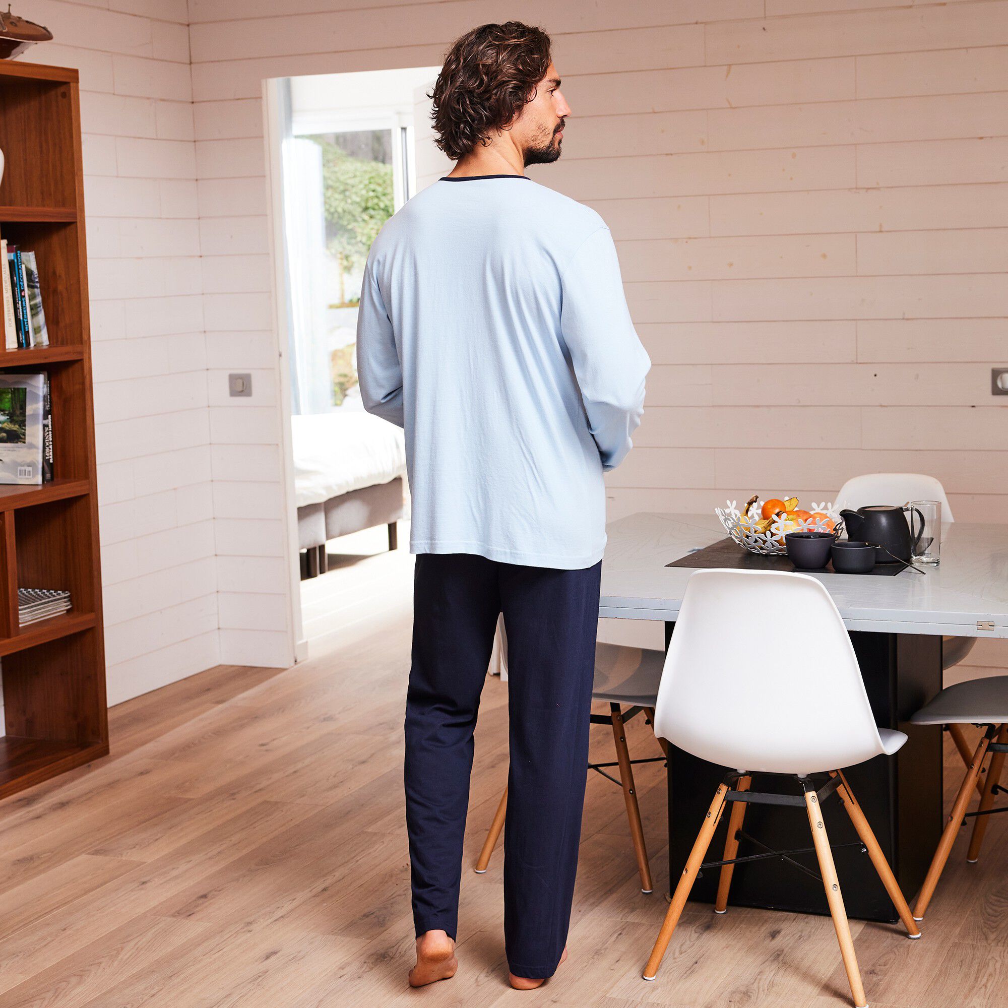 Pyjama pantalon jersey coton manches longues