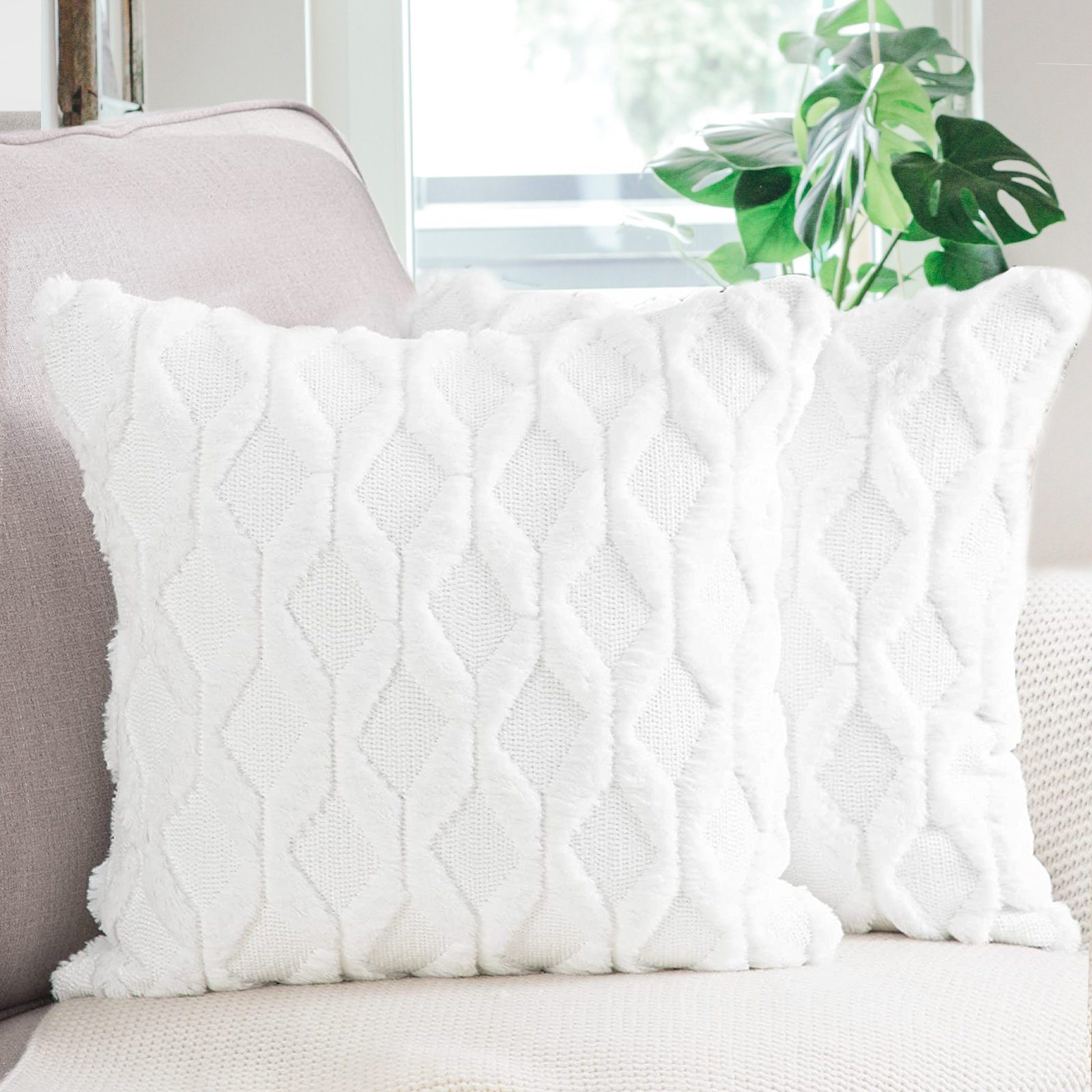 Kissenbezüge Kissenbezüge Plüsch Raute Kissenbezug Dekorative Zierkissenbezüge, CALIYO (2 Stück), Kopfkissenbezug für Sofa/Wohnzimmer/Schlafzimme