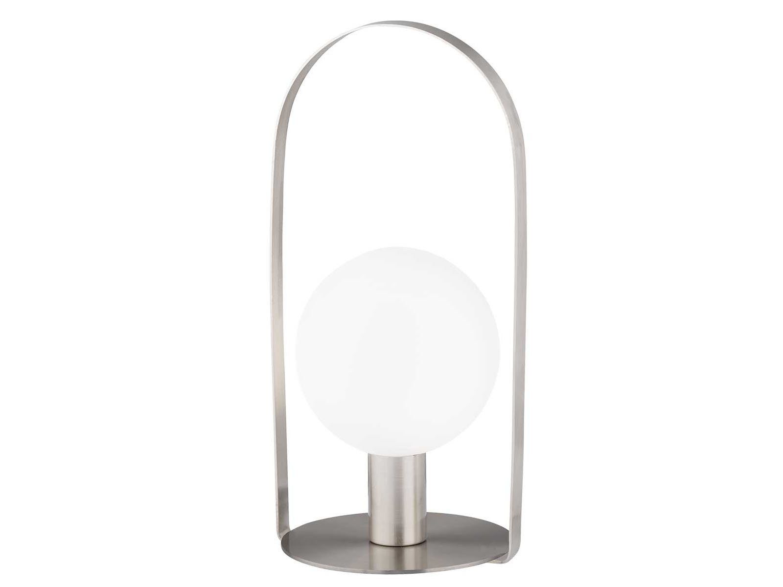 WOFI LED Tischleuchte, LED wechselbar, warmweiß, große Bauhaus Designer-lampe Glas-kugel Lampenschirm Weiß Höhe: 39,5cm