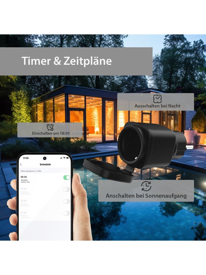 XCOAST Smart WLAN Aussensteckdose in Schwarz günstig kaufen onesize