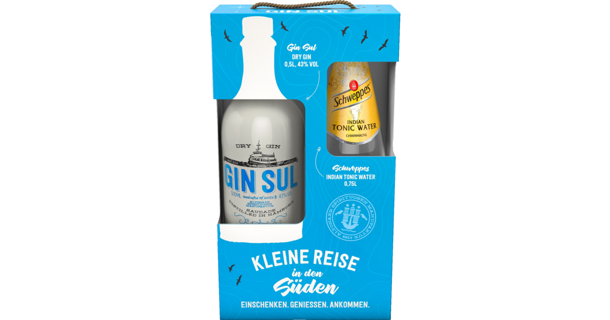 Gin Sul 43 % vol. 0,5 l + Schweppes Tonic 0,75 l