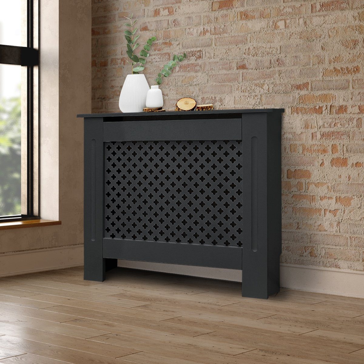 ML-DESIGN Heizungsverkleidung Wabenmuster Heizungsverkleidung Heizkörperabdeckung Heizungsabdeckung, Zubehör für Heizkörper, Anthrazit 78x19x82cm MDF lackiert