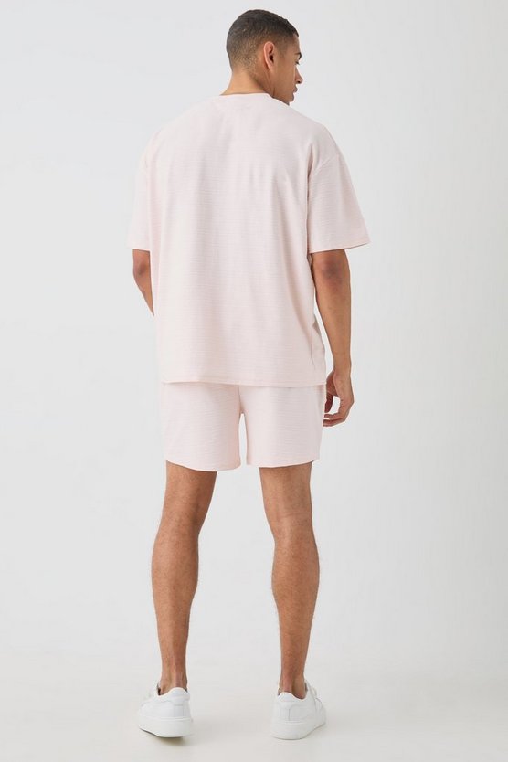 Oversize Jacquard T-Shirt & Shorts mit Streifen