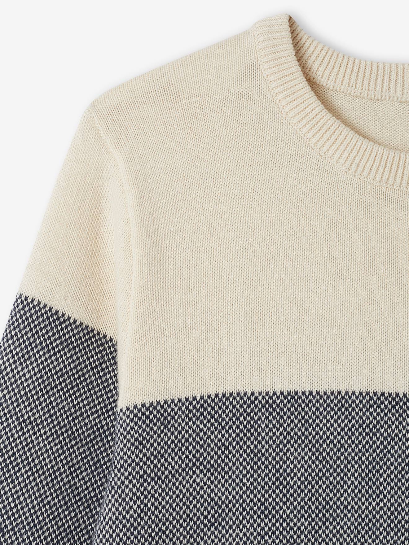 Vertbaudet Jungen Pullover mit Colorblock-Streifen Oeko-Tex - nachtblau
