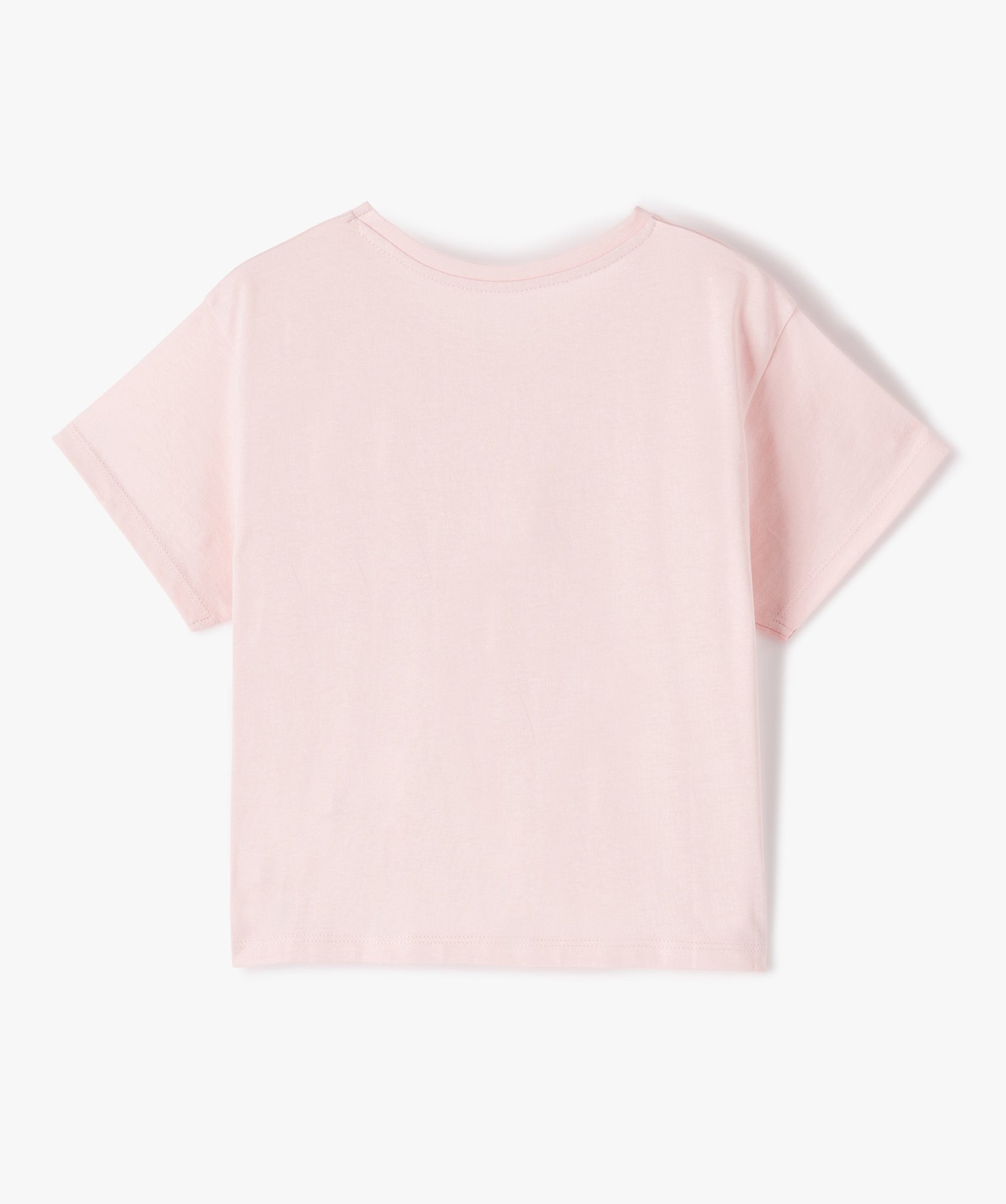 Tee-shirt fille à manches courtes coupe courte et large rose | GEMO