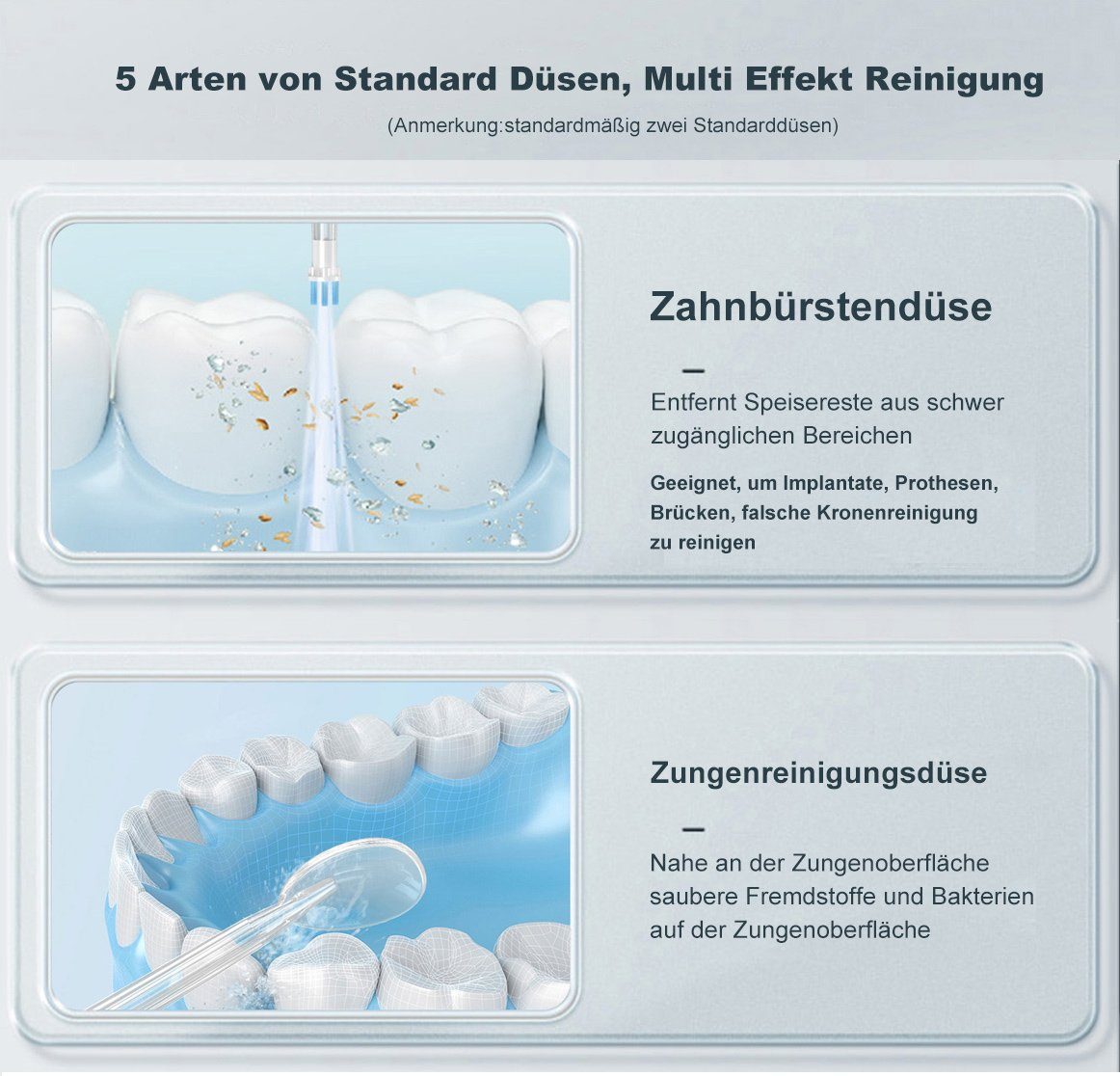 QTIYE Munddusche Elektrische Munddusche Kabellos Oral Wasser Flosser 5 Modi Mit-5 Düsen, 5 Düsen, Professional IPX7 Wasserdichter Zahnzwischenraumreiniger