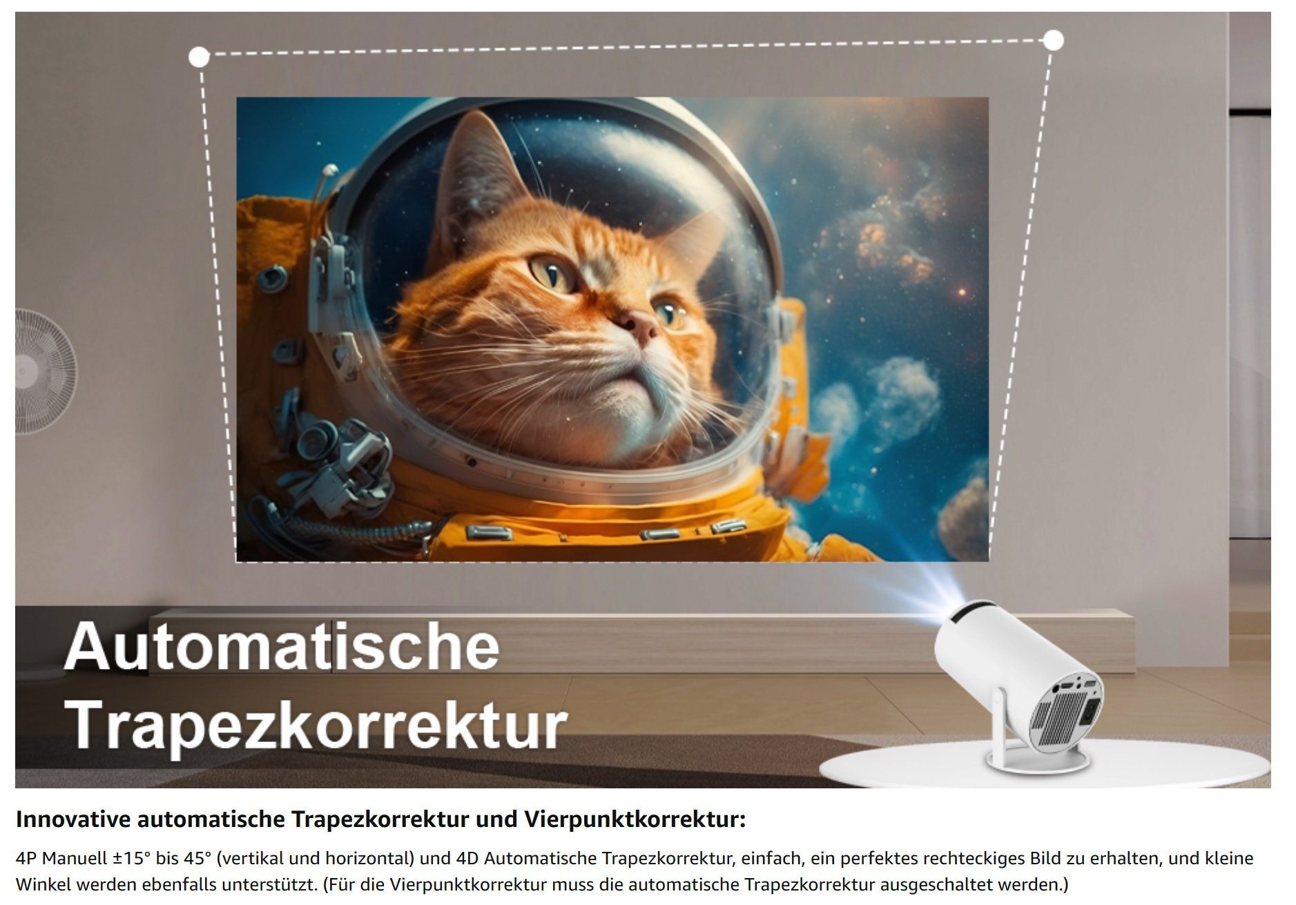 Magcubic Mini Tragbarer Beamer Trapezkorrektur 4K 200 ANSI Smart Projektor WiFi Beamer (10000: 1, ‎1280 x 720 px, 4k Heim Kino Full HD Smart Heimkino Bluetooth Tragbar Mobil Minibeamer)