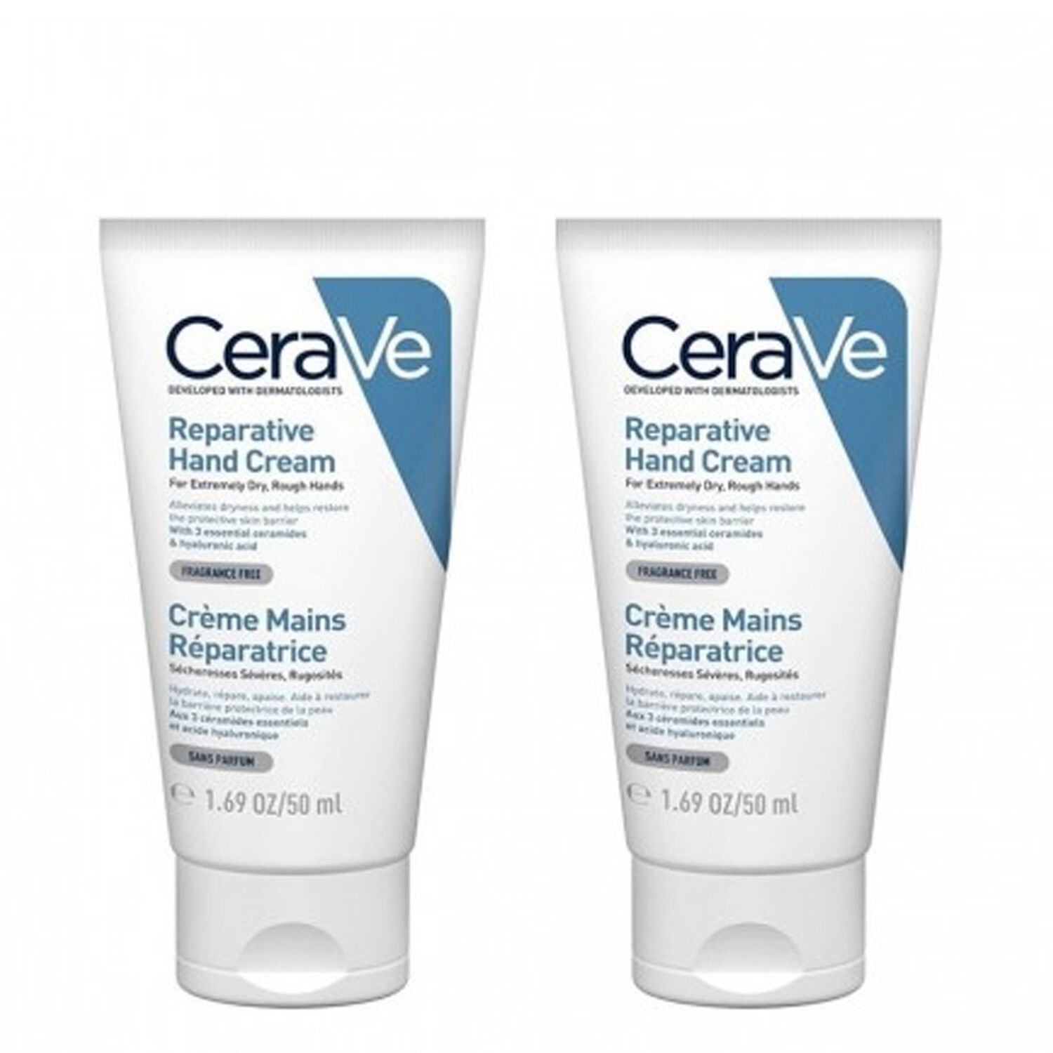 Cerave Crème Mains Réparatrice Hydrate, Répare, Apaise 2x50 ml